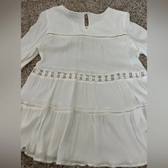 Maeve Anthropologie Ivory Pleated Blouse small - Picture 6 of 6